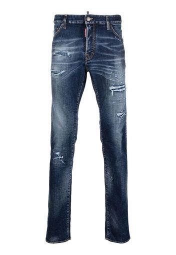 Dsquared2 stonewashed slim distressed jeans - Blu