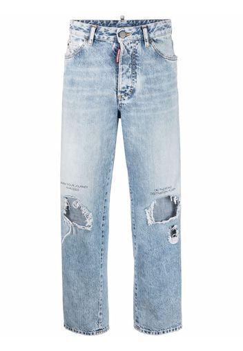 Dsquared2 Jeans dritti con effetto vissuto - Blu