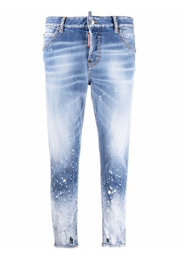 Dsquared2 Jeans crop con effetto vissuto - Blu