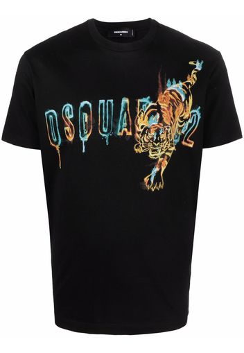 Dsquared2 tiger logo-print cotton T-shirt - Nero