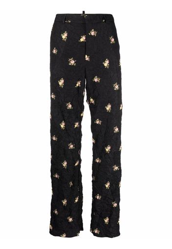 Dsquared2 creased floral-print trousers - Nero