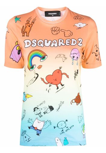 Dsquared2 graphic-print gradient T-shirt - Arancione