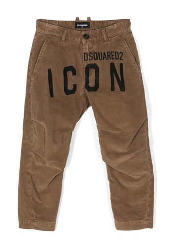 Dsquared2 Kids Icon logo-print corduroy trousers - Marrone
