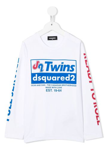 Dsquared2 Kids T-shirt a maniche lunghe con stampa - Bianco