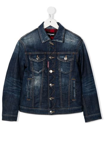 Dsquared2 Kids Giacca denim con ricamo - Blu