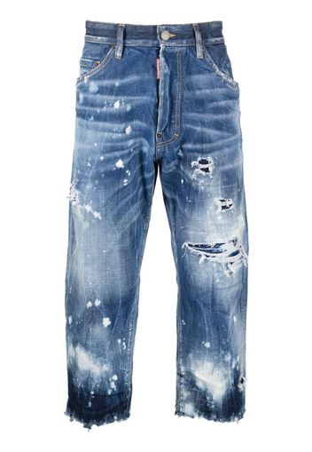 Dsquared2 Jeans crop con effetto vissuto - Blu