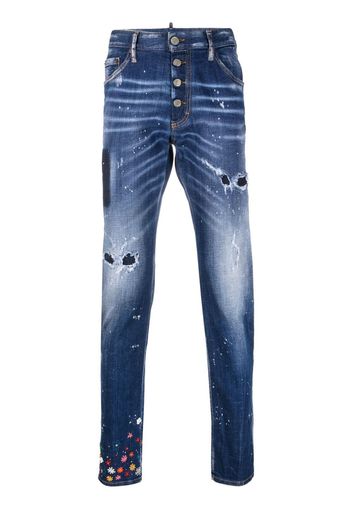 Dsquared2 Ditsy ripped slim-fot jeans - Blu