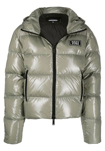 Dsquared2 logo-patch hooded down jacket - Verde