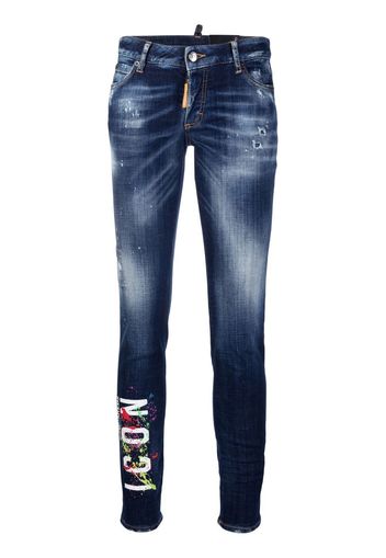 Dsquared2 Icon paint-splatter skinny jeans - Blu