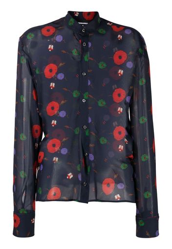 Dsquared2 floral-print long-sleeved shirt - Blu