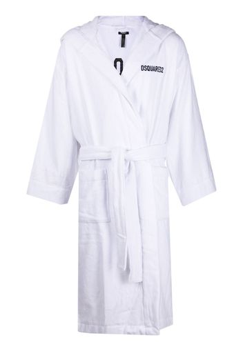 Dsquared2 logo embroidered bath robe - Bianco