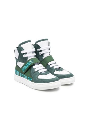 Dsquared2 Kids leather panelled high-top sneakers - Verde