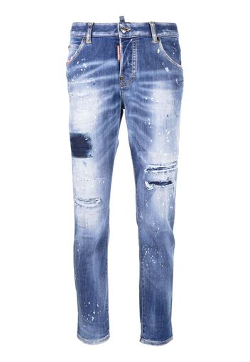 Dsquared2 low-rise distressed cropped jeans - Blu