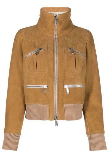 Dsquared2 ribbed-detail zipped-up bomber jacket - Toni neutri