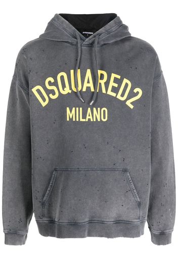 DSQUARED2 logo-print pullover hoodie - Grigio