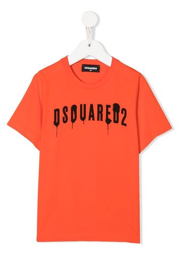 DSQUARED2 KIDS Spray logo-print T-shirt - Arancione