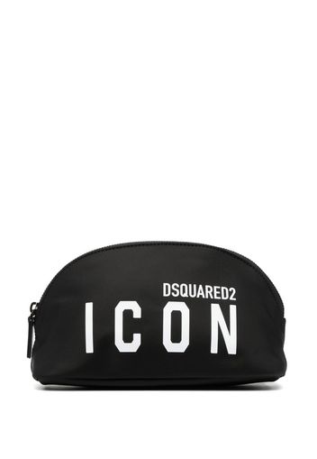 Dsquared2 logo-print leather-trimmed make up bag - Nero