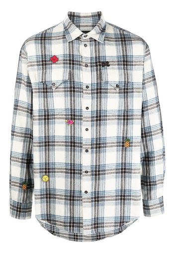 Dsquared2 embroidered-detail plaid-check print shirt - Bianco