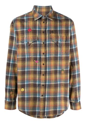 Dsquared2 embroidered-detail plaid-check print shirt - Marrone