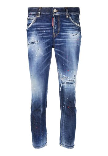 Dsquared2 Jeans crop con effetto vissuto - Blu