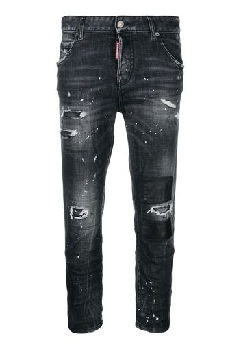 Dsquared2 Jeans crop con effetto vernice - Nero