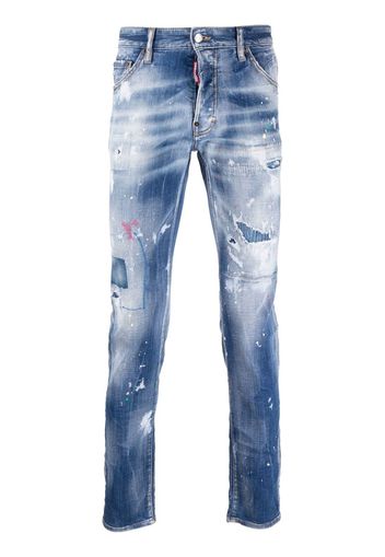 Dsquared2 Jeans slim con ricamo - Blu