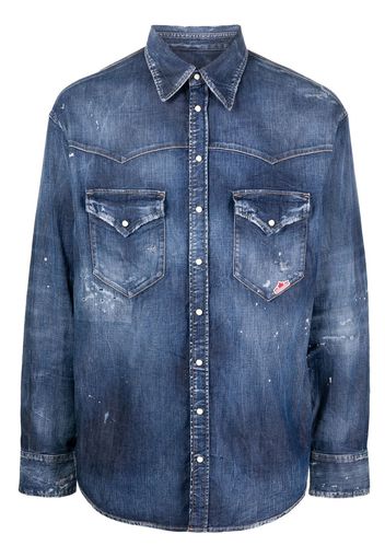 Dsquared2 Camicia denim con logo - Blu