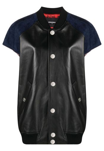 Dsquared2 sleeveless leather bomber jacket - Nero