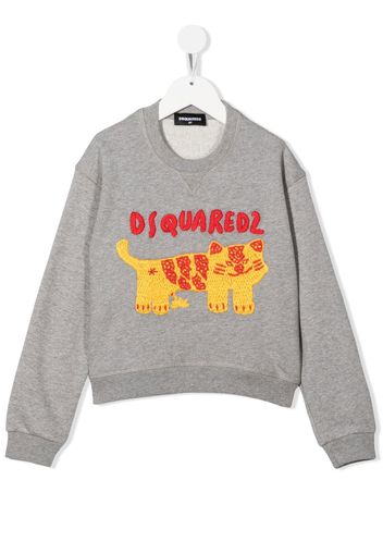 Dsquared2 Kids logo animal-embroidered sweatshirt - Grigio