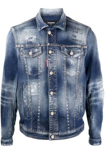 Dsquared2 Giacca denim con effetto vissuto - Blu