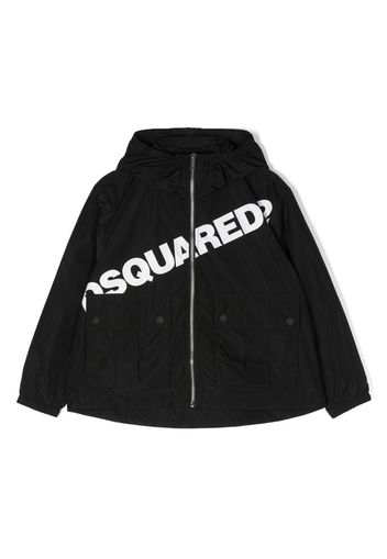 Dsquared2 Kids logo-print hooded windbreaker - Nero