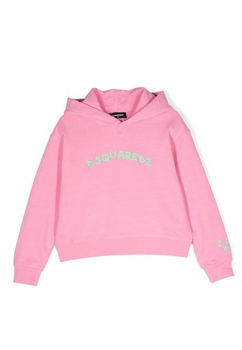 Dsquared2 Kids logo-embroidered longsleeved hoodie - Rosa