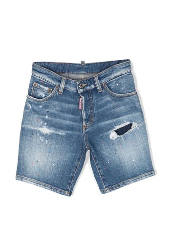 Dsquared2 Kids Shorts denim con effetto vissuto - Blu