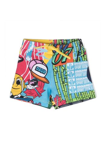 Dsquared2 Kids graffitti patterned shorts - Blu