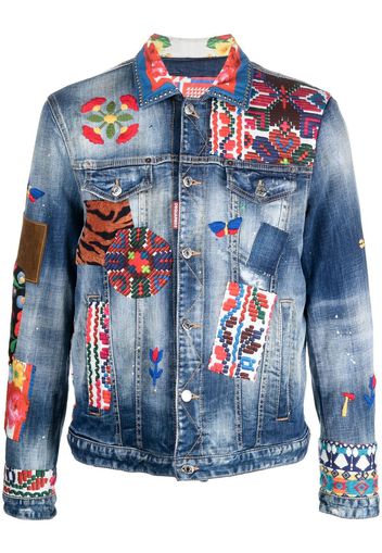 Dsquared2 Giacca denim con dettaglio patchwork - Blu