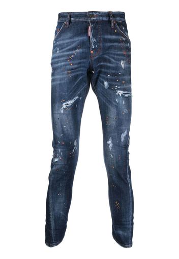 Dsquared2 paint-splatter skinny jeans - Blu