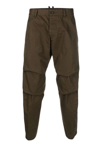 Dsquared2 maple leaf-motif tapered trousers - Verde