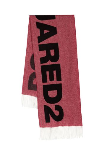 Dsquared2 logo-print frayed-trim scarf - Rosso