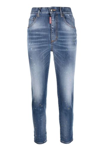 Dsquared2 paint-splatter skinny cropped jeans - Blu