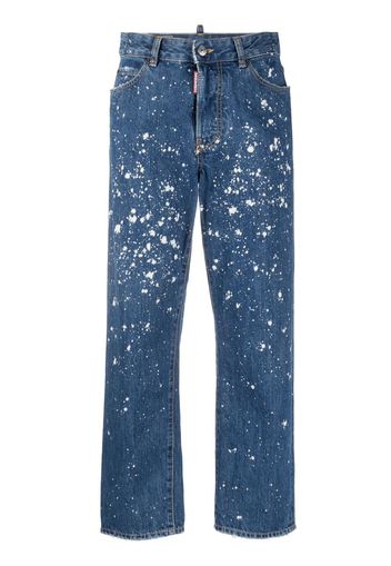 Dsquared2 Jeans crop con effetto vernice - Blu