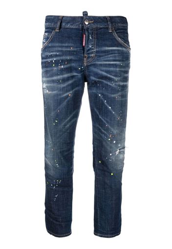 Dsquared2 Jeans a vita bassa con stampa vernice - Blu