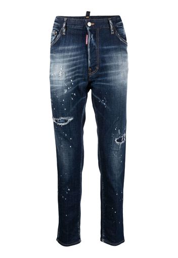 Dsquared2 paint-splatter ripped skinny jeans - Blu