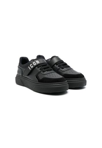 Dsquared2 Kids Icon print leather sneakers - Nero