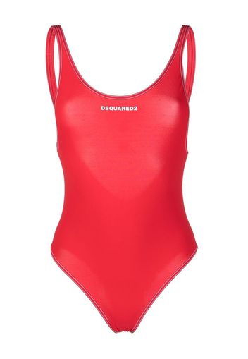 Dsquared2 logo-print U-neck swimsuit - Rosso