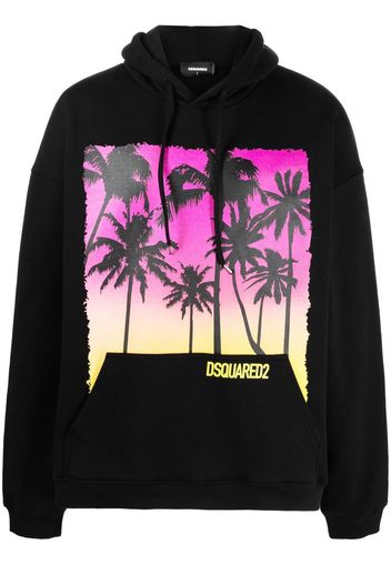 Dsquared2 palm-tree print cotton hoodie - Nero