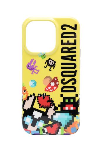 Dsquared2 pixelated-print iPhone 14 case - Giallo