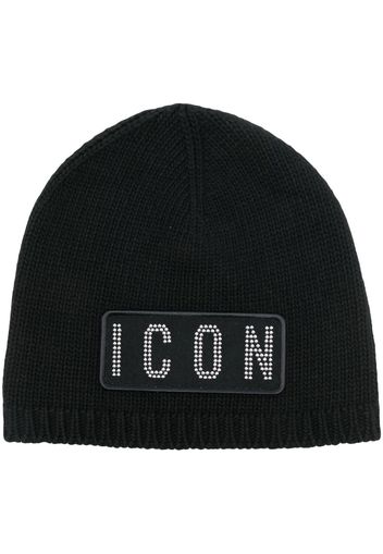 Dsquared2 Icon-patch knitted beanie - Nero