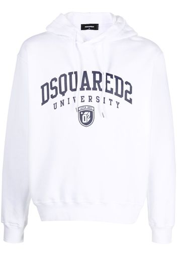 Dsquared2 University print drawstring hoodie - Bianco