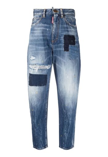 Dsquared2 distressed patchwork cropped jeans - Blu