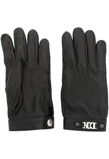 Dsquared2 logo-plaque leather gloves - Nero